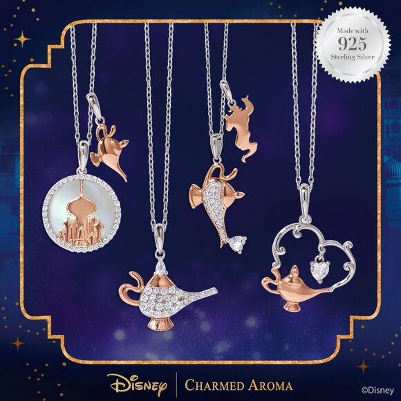 Disney Aladdin Genie Lamp Necklace, 925 Sterling Silver Charmed Aroma - Picture 2 of 2